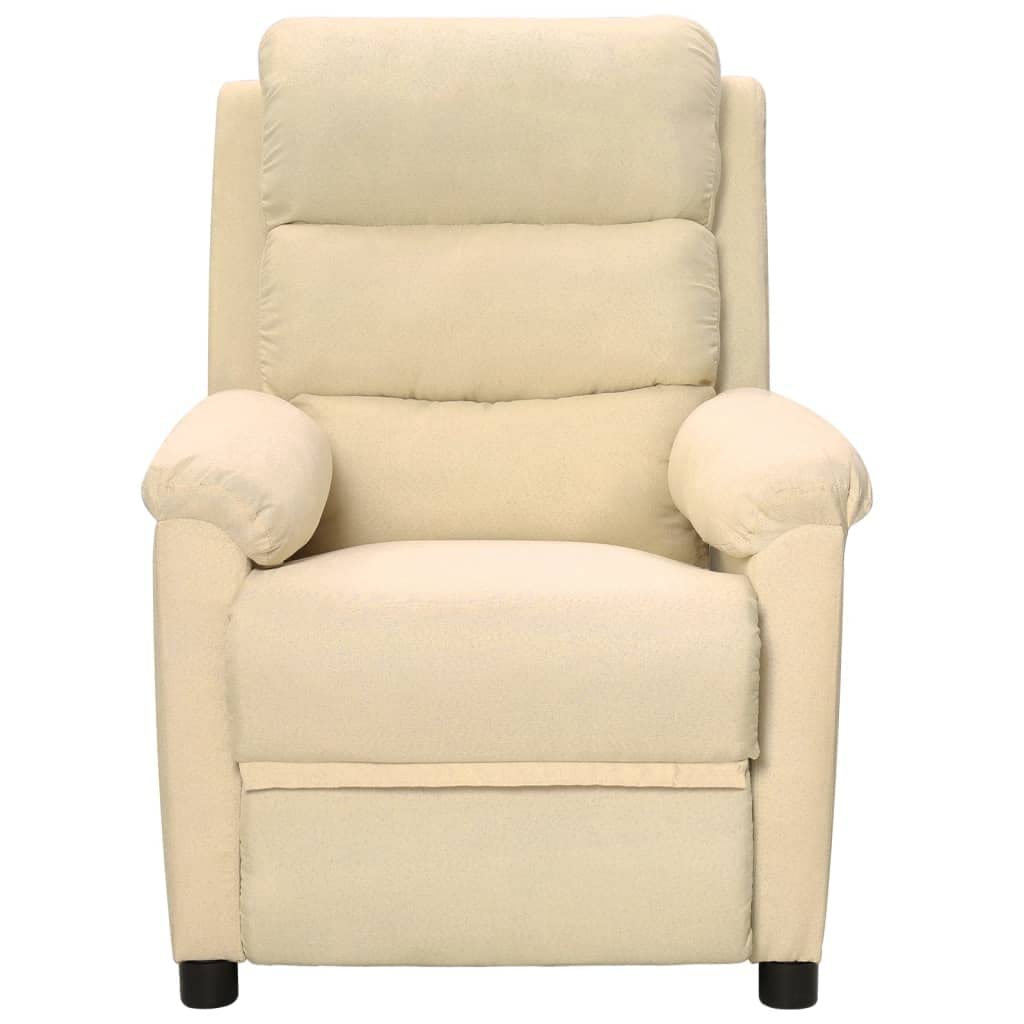 Poltrona Relax con Funzione Reclinata Manuale, Poltrona TV Regolabile in 3 Posizioni, Comoda Poltrona TV Spessa Imbottita in Tessuto Poltrona Imbottita per Soggiorno e Ufficio, Crema