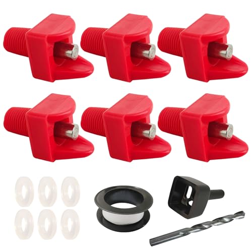 6pcs Horizontal Chicken Waterer Nipples Automatic Poultry Chicken Waterer with Drill bit Chicken Drinkers for Poultry (2spt, 6pcs)