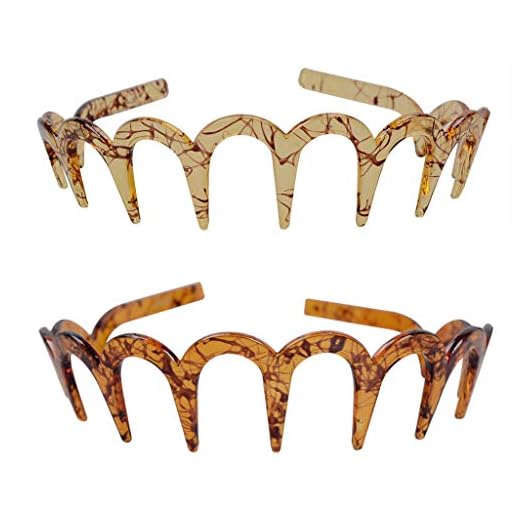 Fodattm 2PCS Zig Zag Shark Tooth Hairband Plastic Headband Hair Comb Women Hair Hoop Hair Accessories (D#)
