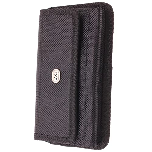 Rugged Case Belt Clip fits Motorola One Zoom, Moto Z4,Z3,Play,Z2 Play,Z Force Droid, Revvlry Plus, Lenovo ThinkPhone, G7 Phone Models - Holster Canvas Cover Pouch Carry Protective Black