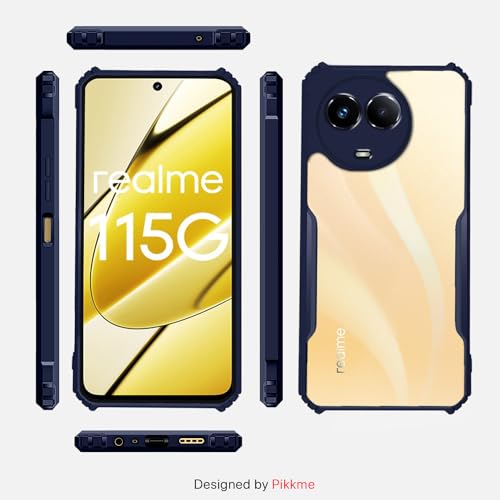 Image of Pikkme Realme 11 / 11X 5G / Narzo 60X 5G Back Cover | Crystal Clear Transparent Back | Ultra Hybrid | Full Camera Protection | Raised Edge | Bumper Back Case (Blue)