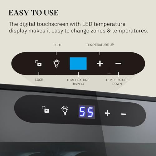 Image of Wine Enthusiast 24-Bottle Compressor Wine Cooler w /Upright Bottle Storage - Freestanding 2.4 Cu. Ft. Wine Refrigerator, LED Digital Control Panel, Energy-Efficient Cooling of 41-64F