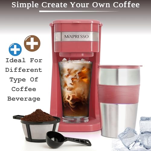 Mixpresso-Personal-Single-Serve-Coffee-Maker-14oz-Travel-Mug-Drip-Small-Coffee-Maker-Tumbler-Auto-Shut-Off-Reusable-Filter-Red-Coffee-Maker-Compatible-with-Coffee-Grounds Mixpresso Personal Single Serve Coffee Maker 14oz Travel Mug Drip Small Coffee Maker Tumbler Auto Shut Off Reusable Filter Red Coffee Maker Compatible with Coffee Grounds