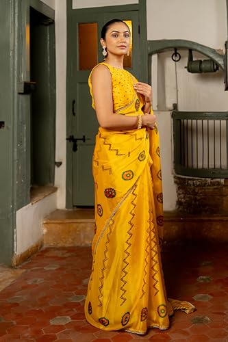 Image of MIRCHI FASHION Women Saree Chiffon Floral Printed | Breathable Festive Occasion Sari for Social Visits with Matching Blouse Piece