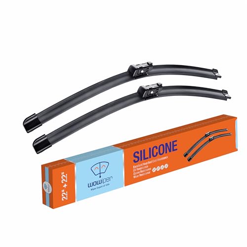 Image of Silicone Wiper Blades 22 inch + 22 inch Automotive Replacement Windshield Wiper Blades for VW Volkswagen Beetle 2018-2012 Premium All-Seasons OEM Quality Wipers for Front Windshield(Set of 2)