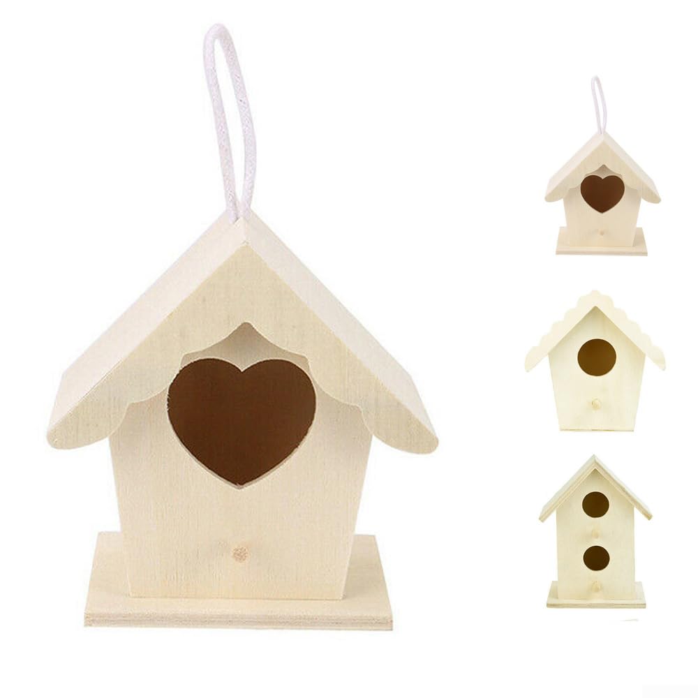Wooden Bird House Nest, Dox Nest House Bird Box, Wooden Birdhouse Home Garden, Garden Decor, Wild Bird Nesting Station (A)