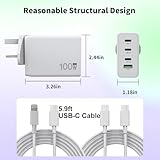 100W USB C Travel Charger ：GaN Charger for MacBook Air/Pro Charger 2023 2022 2021 2020 2019 16 15 14 13 Inch,Apple/iphone/ipad/Samsung/Lenovo/Dell/Asus/HP，Universal Type C Laptop Power Cord Adapter - Image 3