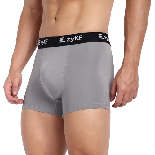Image of Zyke Men's Cotton Trunk Innerwear | 95% Cotton 5% Elastane Stretch Underwear | Ultra Soft Waistband Anti-Bacterial Moisture Wicking Trunks for Men (Pack of 1)