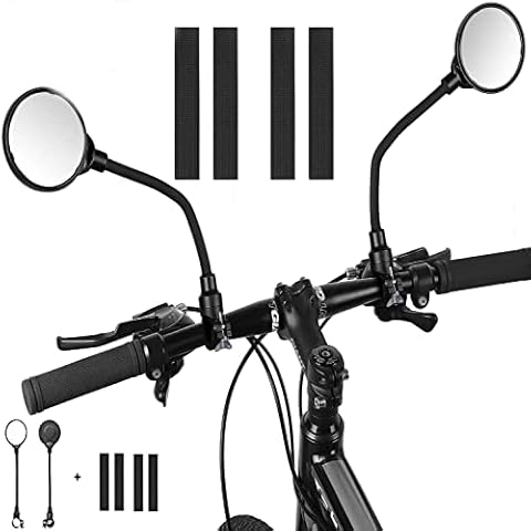 Mordely Bike Mirror, 2PCS Adjustable Bicycle Rear View Mirrors with Wide Angle Acrylic Convex Safety Bicycle Mirror for Mountain Road Bikes Bicycle Electric Motorcycle Mirror (2PCS bike mirrors) Cover