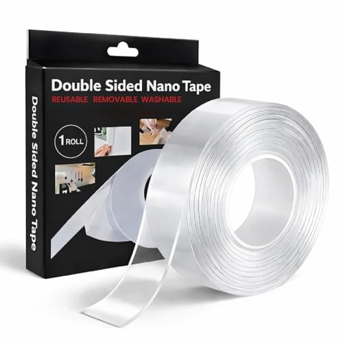 Image of YAJNAS Nano Double Sided Tape | Heavy Duty Reusable Washable Traceless Adhesive Gel (2mm Thick, 24mm Wide) | Strong Multipurpose Mounting Tape for LED Lights, Hooks, Frames & Home Use (1 METER)
