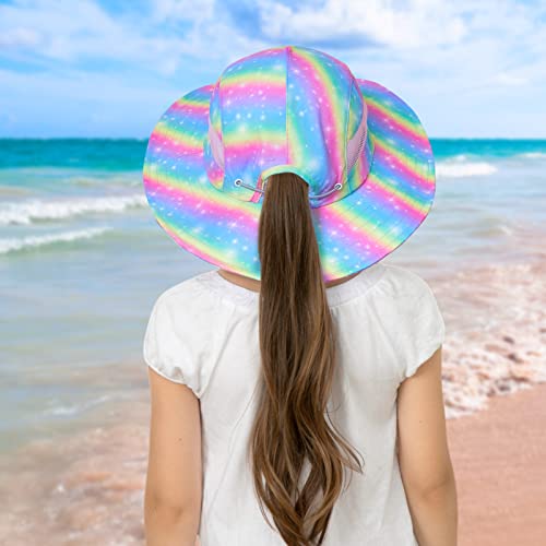 Image of Kids Sun Hat for Toddler Girls Unicorn Bucket Hats UV Protection Summer Hat for Kids Wide Brim Fishing Hat 2-8 Years