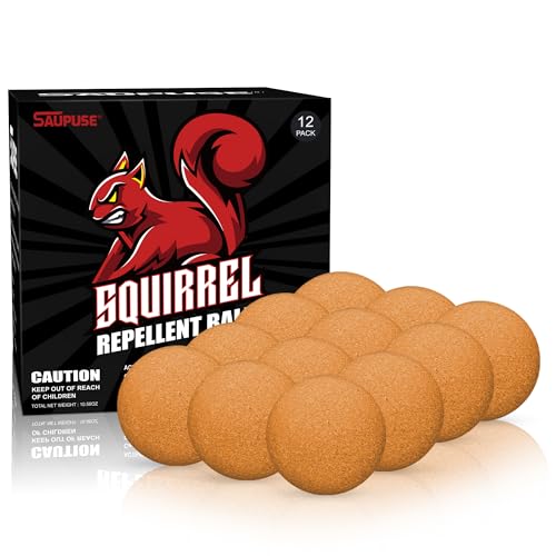 Squirrel Repellent Ball, Squirrel Repellent Outdoor for Outdoor & Indoor Use, Chipmunk Repellent, Keep Squirrels Out of Garden, Safe for Plants.Pets and Family.Squirrel Repellent Balls 12 Pack