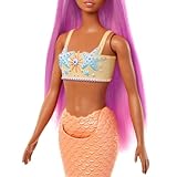 Barbie Mermaid Doll with Pink Fantasy Hair and Headband Accessory, Toy with Starfish-Inspired Bodice and Soft Orange Tail, HRR05 - Image 3