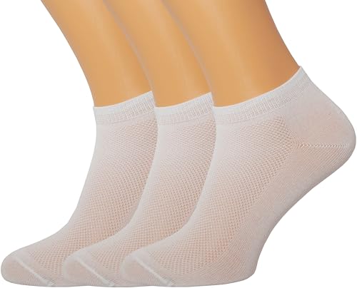 RONDO Women Bamboo Ankle Socks Ultra Thin Breathable Dry Fit Low Cut Thin Sock Lightweight Pastal Color Soft Sock 3 Pairs (White, Medium)