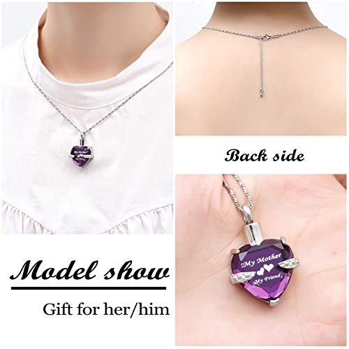 Yinplsmemory Mom Urn Necklace for Ashes Crystal Hollow Heart Pendant Ashes Keepsake Jewelry - Mother Cremation Memorial Gift2