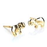 Poids: 0,23g par paire Boucles d\'Oreilles Eléphants en Or Jaune 9 Carats - Fermoir Andralok