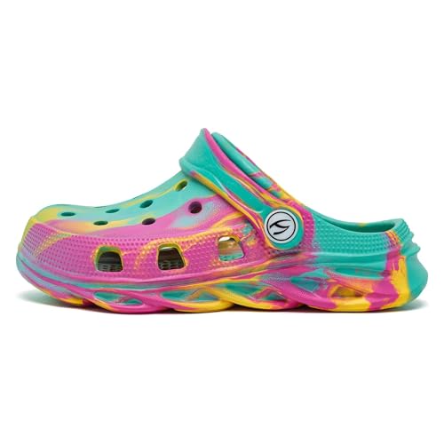 WOUEOI Kid's Tie Dye Clogs Garden Shoes Cartoon Slides Toddler Sandals Beach Slipper Girls Boys4