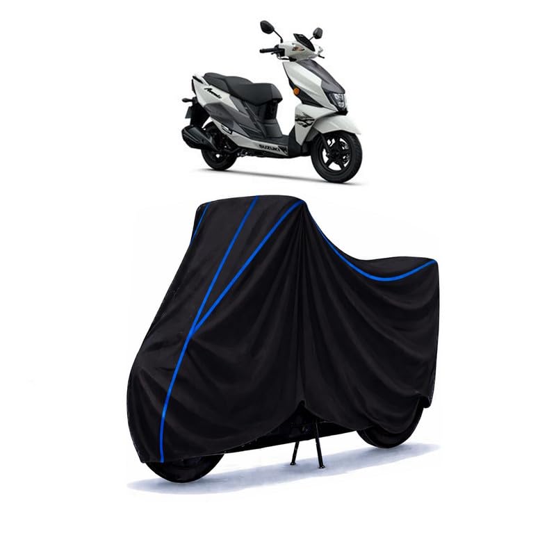 Image of Scooty Cover Water Resistant for Avenis 125 | Universal Scooter & Bike Cover | Heavy Duty UV Dust, Rain & Scratch Protection | Elastic Fit All Weather Indoor Outdoor | Black with Blue Piping