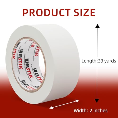 Image of WELSTIK White Gaffer Tape 2 Inches x 33 Yards, No Residue, Non-Reflective,Waterproof, Can be Torn by Hand, Gaffers Cloth Tape for Photography, Shooting Background Fixed