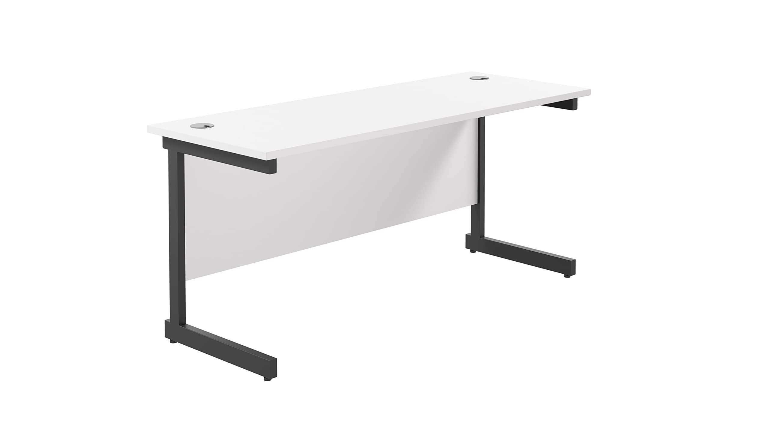 Office Hippo Heavy Duty Rectangular Cantilever Office Desk, White Top/Black Frame, 160x60 cm