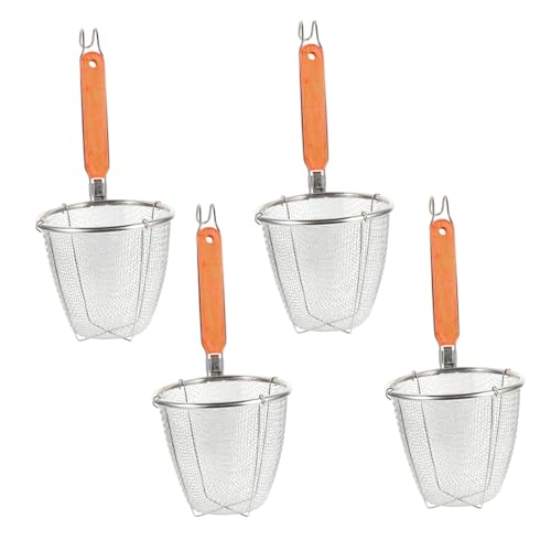 INOOMP 4 pièces Panier à Nouilles Inox avec Manche Passoire Multifonction pour Pâtes et Nouilles Égouttoir Résistant Chaleur Lot de Ustensiles de Cuisine