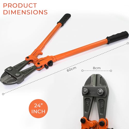 Crystals 18/24/36 Inch Bolt Cutter, Chain Cutter for Chains, Padlocks, Wire Fencing, Chicken Wire - Padlock Cutter, Bolt Croppers with Comfortable Rubber Grip - Orange (24 Inch) 4 Crystals 18/24/36 Inch Bolt Cutter, Chain Cutter for Chains, Padlocks, Wire Fencing, Chicken Wire - Padlock Cutter, Bolt Croppers with Comfortable Rubber Grip - Orange (24 Inch) - Image 4