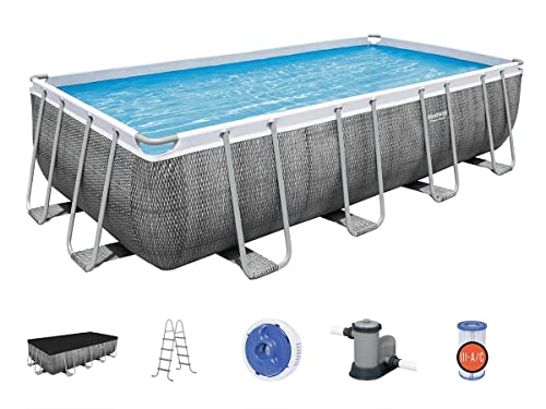 Bestway Piscina Power Steel Frame Rectangular 549 X 274 X 122 Cm, Efecto Ratán