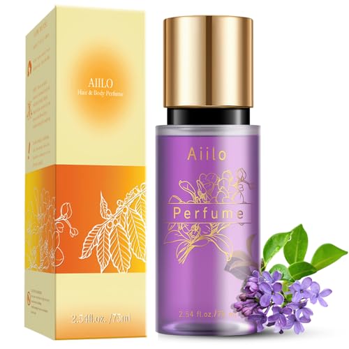 Aiilo Hair Perfume, Natural Fragrant Hair Perfume for Women, 8 Hours Longevity, Suitable for Hair, Body & Clothes - 75ml/2.54 fl oz (Transparent Violet)