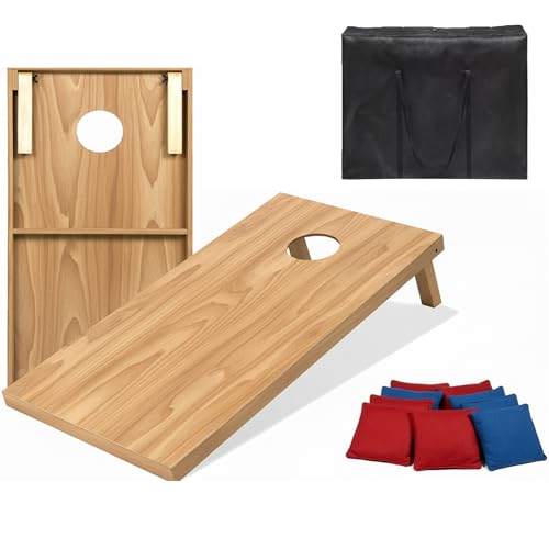 Image of Cornhole Set, Cornhole Boards with 8 Bean Bags,Portable Game Set for Travel Home Office Recreation Tailgate