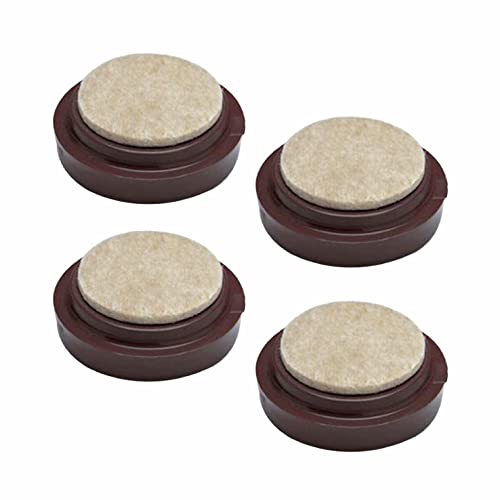 SUL Castor Caster Cup With Felt Pad Non Slip Floor Protector Glide For Chair Leg Sofa Protect Wood Laminate Floor Tile Lino Floor From Scratch Dimension 50mm -4pk Brown