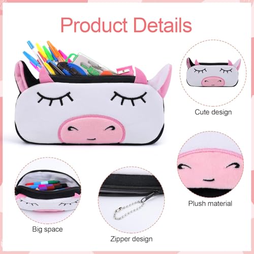 Image of 4 Pcs Cartoon Pencil Pouch Animal Pencil Pen Case Bulk Cute Pencil Bag Plush Animal Stationery Bag Desk Organizer for Adults Boys Girls Students Classroom School Supplies