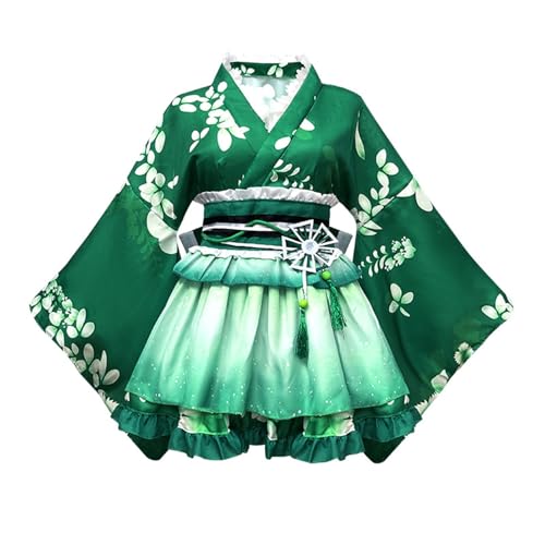 Costume de cosplay japonais style lolita et kimono court sexy aux finitions satinees