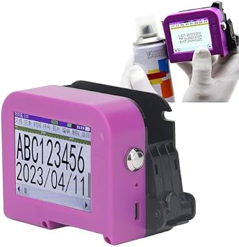 Handheld Inkjet Printer, Mini Smart Inkjet Coding Machine for QRCode Barcode Production Date Time Logo Batch Number Print On Glass Bag Carton Box Wood Cloth Plastic Cable (US Plug)