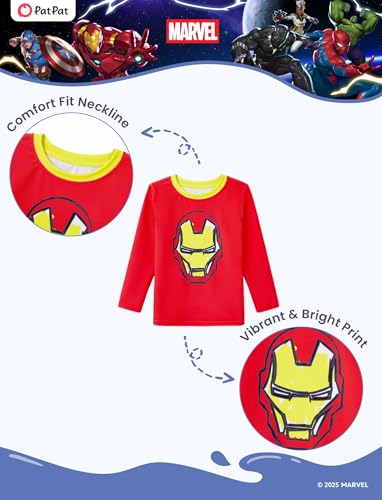 Image of Disney Marvel Spiderman Swimsuit Rash Guard Shirt & Swim Trunks Stitch Boys Swim Set UPF 50+ Summer Kids Bathing Suit 3M-13T