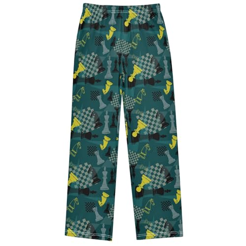 Boy's Pants Doodle Chess Piece Pattern Jogger Pants Elastic Waist Long Bottoms Trousers with Pockets 6-14 Years