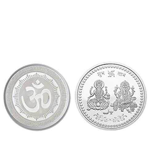 Precious Moments Maa Laxmiji And Ganeshji Silver Plated Coin Set for Gift and Pooja Pack of 1
