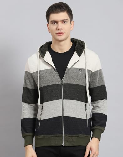 Image of Monte Carlo Beige Stripes Sweatshirt | Stylish Sweatshirt for Men | Soft Comfortable Casual Winter Wear for Men's