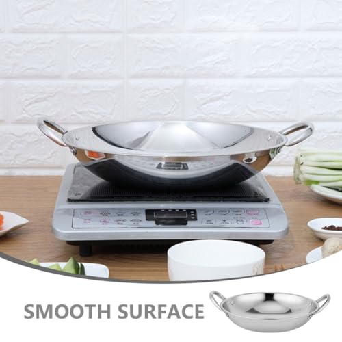 Wok de acero inoxidable 32 cm fondo redondo con doble asa miniatura 7