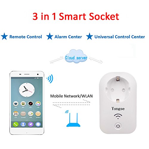 Preisvergleich Produktbild Yongse MS1 3in1 Multifunktionale Intelligente WLAN Steckdose integriert mit Alarmzentrale für Funk Haus Alarmanlagen System und Universal-Fernsteuerungszentrum für Smart Home