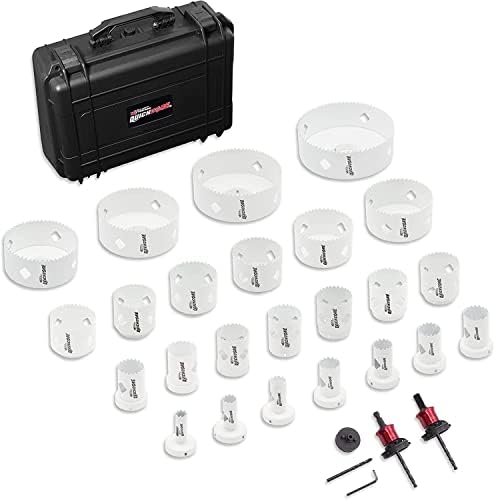 Disston QUICKCORE 28 pc Set with 24 Hole Saw Sizes Included & Quick Change Arbor and Adaptor, Part E0100255, White (255)