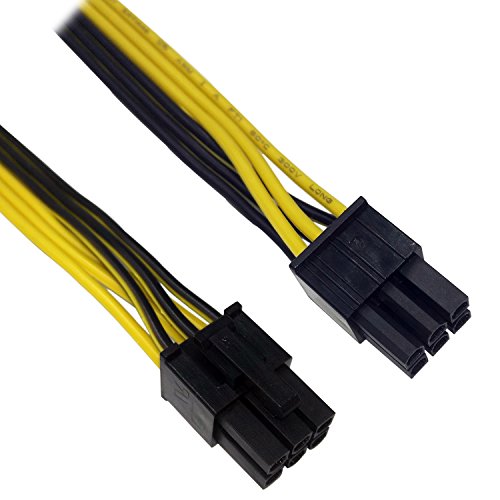 COMeap (2-Pack) 6 Pin Male to 8 Pin (6+2) PCI Express Power Adapter Cable for CoolerMaster and Thermaltake Power Supply with 6 Pin Port 20-inch (51cm)