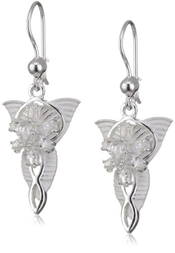 Seigneur des Anneaux - 3001-011 - Boucles d'Oreilles Pendantes Femme - Argent 925/1000 - Zircon 14 Pierres Blanches