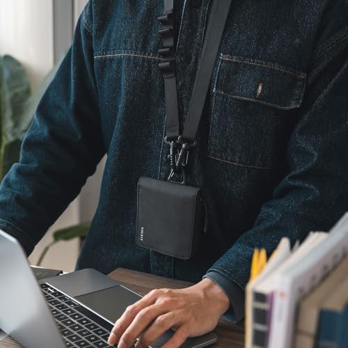 VULKIT Mens Lanyard Bifold Wallet Mens Credit Card Holder Waterproof Fabric RFID Blocking Wallet, with Detachable Lanyard for Outdoor or Daily Traveling, Black2
