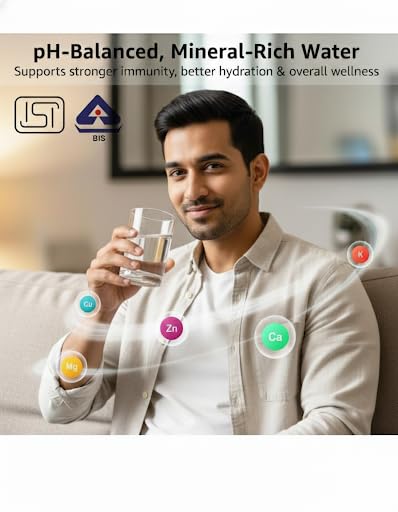 Image of Aqua V5 RO Water Purifier RO + Active Copper + Alkaline Pre Filter + Sediment + Pre Carbon + RO Membrane + Post Carbon, 10L Storage,15 L Capacity, (Maroon)