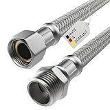 AWM Flexschlauch Panzerschlauch Edelstahl Anschlußschlauch Sanitär Heizung WC Solar Trinkwasser DVGW | KTW (1/2" ÜM x 1/2" AG | 50 cm | DN8)