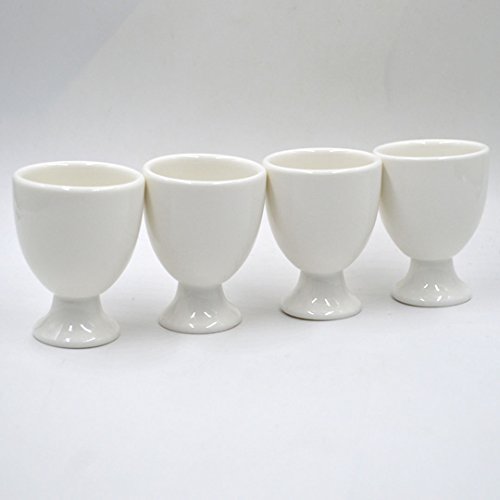 Goclothod Egg Cups, Set of 4 White Porcelain Egg Cup Serving Boiled Egg Holders