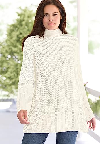 Woman Within Women's Plus Size Pullover Shaker Swing - 1X, Navy Blue #TOP3