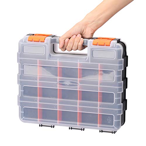 Mixpower 34-Compartments Double Sided Organizer With Impact Resistant Polymer And Customized Removable Plastic Dividers, Storage And Carry, Black/Orange #TOP5