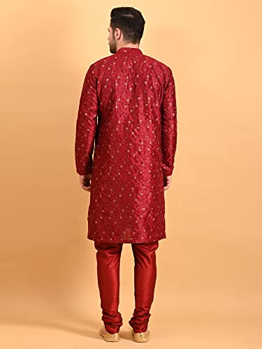 Image of Uri and MacKenzie Embroidery Silk Men's Kurta Pyjama Set