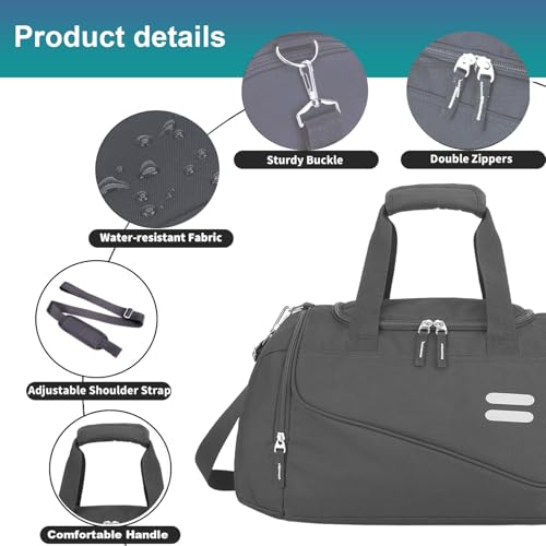 Image of Gym Bag for Men & Women - 30L Duffel Bag with Shoe Compartment, Weekender Water Resistant Duffle Bag for Travel, Sports, Fitness & Workouts, DarkGray